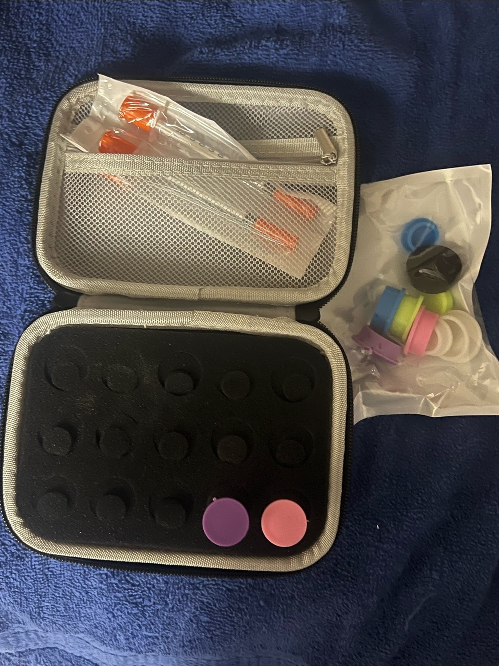 Universal Tablet Accessory Carry Case with Colored Joystick Caps (Purple, Pink)